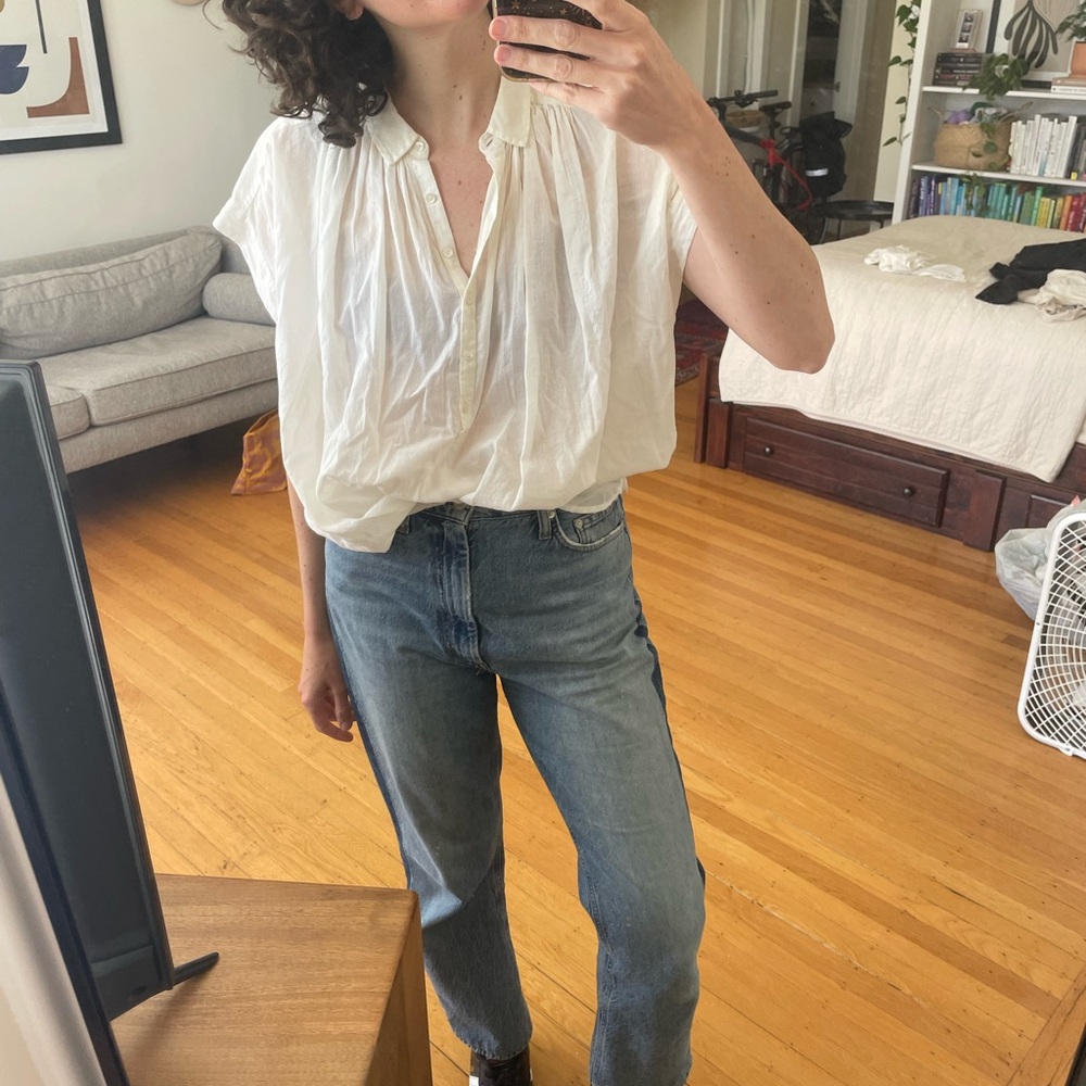 Nili Lotan Normandy Blouse, Ivory, Size Small